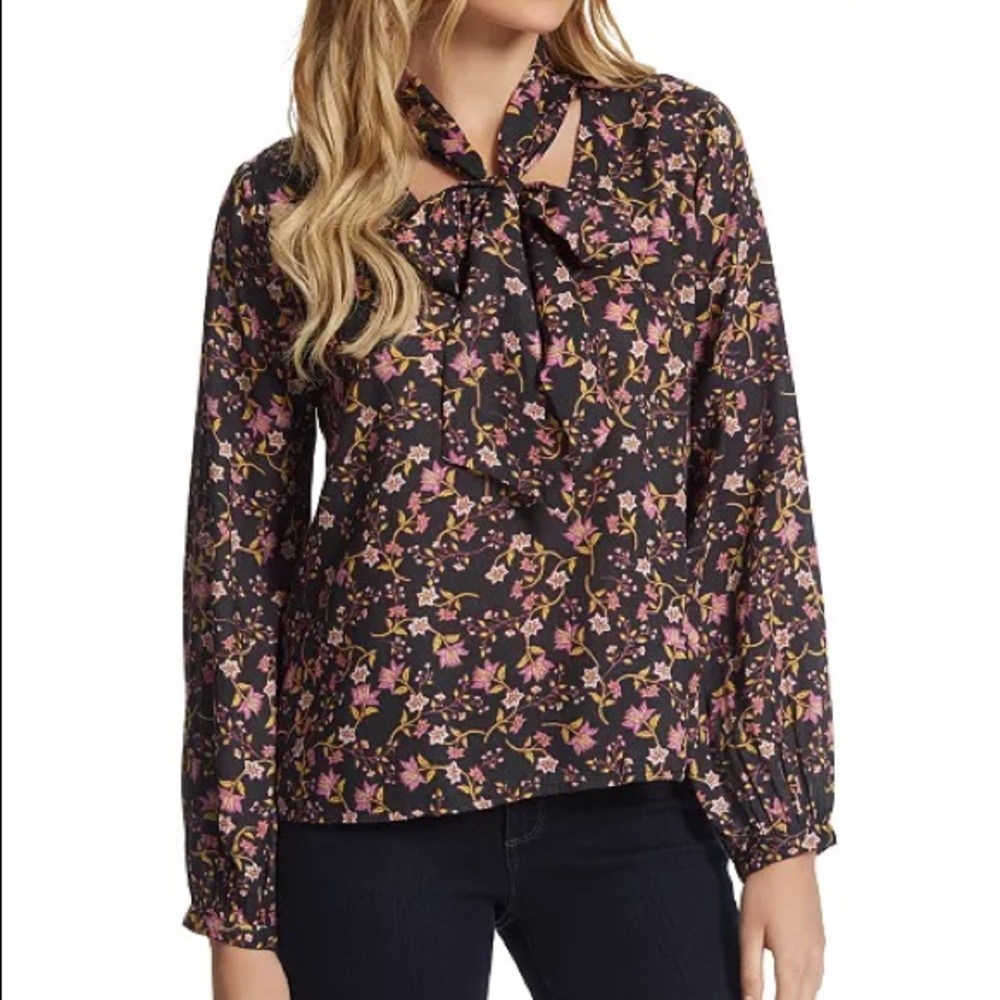 Jessica Simpson Floral-Print Tie-Neck Blouse